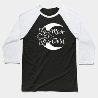 Moon Child Crescent Moon (White) Baseball T-Shirt